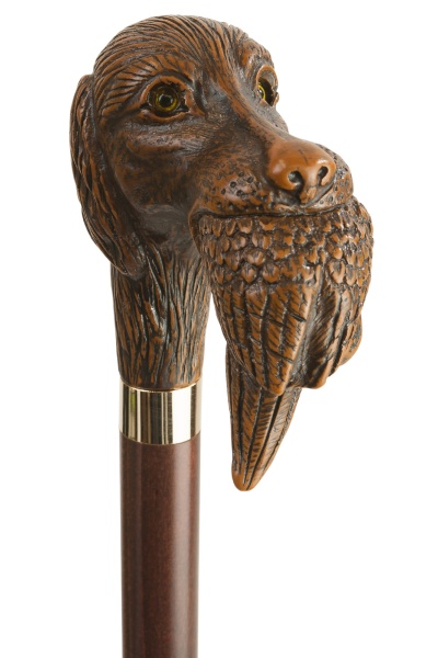 Brown Gundog with Game Bird Collectors Cane