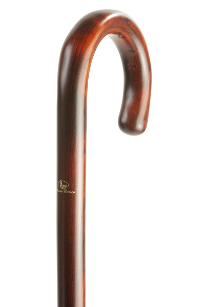Cherrywood Crook Handled Walking Stick - Flame Scorched