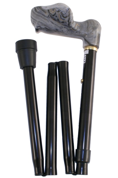 Anatomical Marbled Left Handed Folding Walking Stick