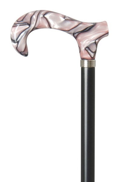 Acrylic Derby Moderne Walking Stick - Pink Marbled