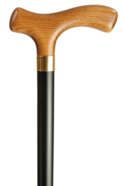 Tan Crutch Handled Black Walking Stick