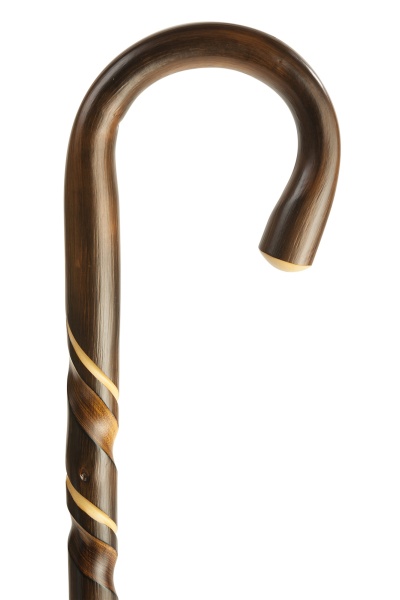 Chestnut Spiral Crook Handled Walking Stick