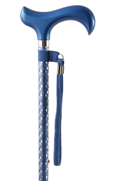 Engraved Adjustable Derby Walking Stick - Blue