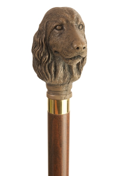 Bronze Effect Cocker Spaniel Moulded Top Collectors Cane