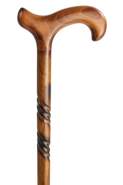 Derby Walking Stick with Spiral Carved Shaft