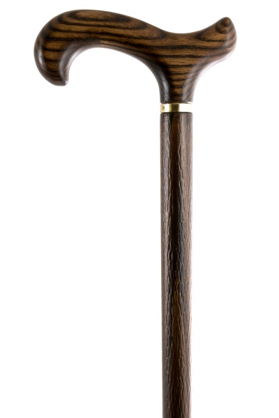 GENTS WOODEN DERBY Cane With Collar Walking Stick In Dark Brown Wood - View #5
