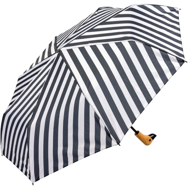 Susino Duck Black & White Folding Umbrella - Stripes