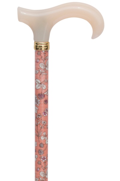 Petite Adjustable Derby Walking Stick - Peach Floral