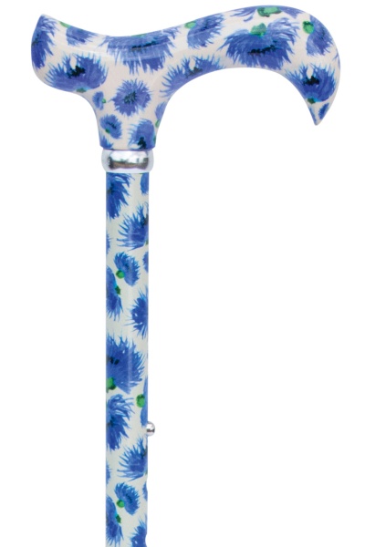 British Wildflowers Derby Adjustable Walking Stick - Cornflowers