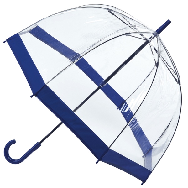Fulton Birdcage Clear Dome Umbrella - Navy Trim