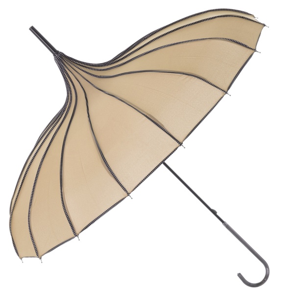 Boutique Ribbed Pagoda Umbrella by Soake - Beige