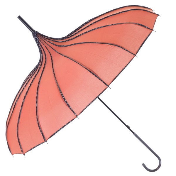 Boutique Ribbed Pagoda Umbrella by Soake - Coral