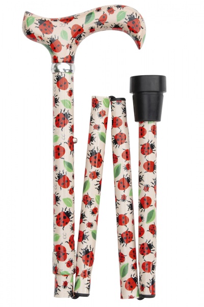 Classic Canes Folding Adjustable Derby Cane - Ladybirds