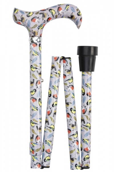 Classic Canes Folding Adjustable Derby Cane - British Songbirds