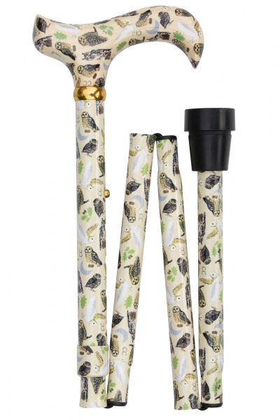 Classic Canes Folding Adjustable Derby Cane - British Owls
