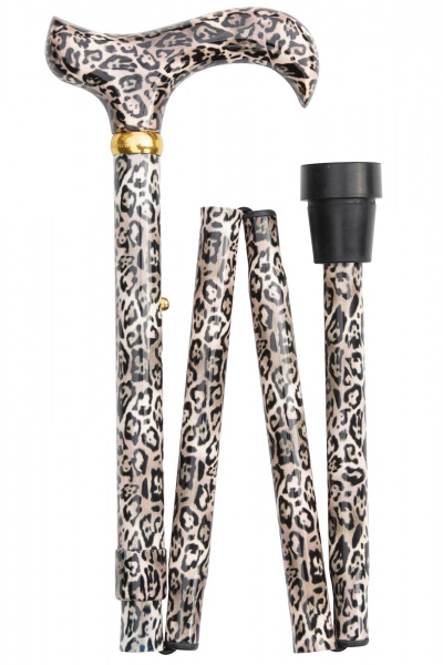 Classic Canes Folding Adjustable Derby Cane - Leopard