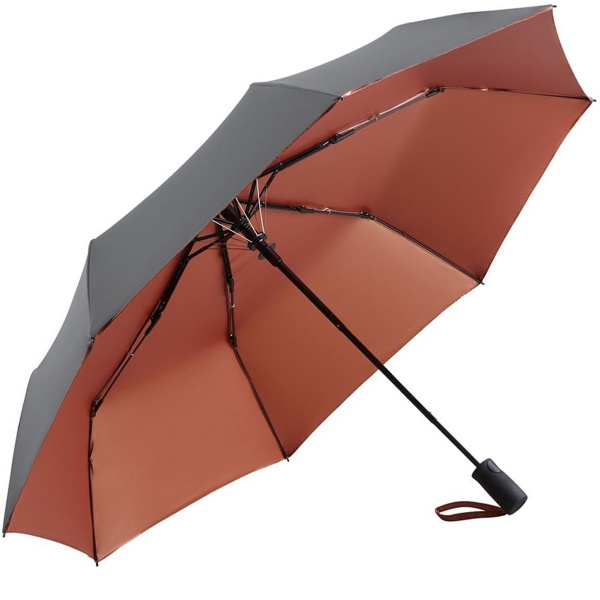 Two-Tone Automatic Opening Folding Umbrella - Grey & Copper