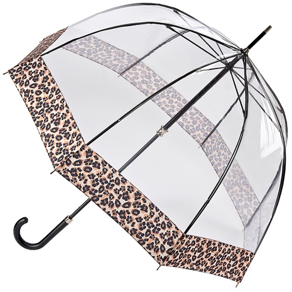 Fulton Luxe Birdcage Clear Dome Umbrella - Natural Leopard
