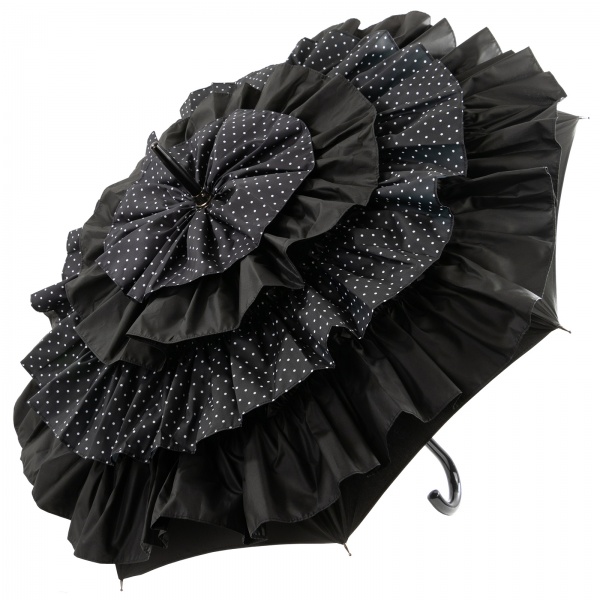 Cancan Parasol by Guy de Jean - Black with White Polkadot