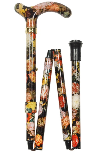 National Gallery Petite Adjustable Folding Cane - Bosschaert Floral