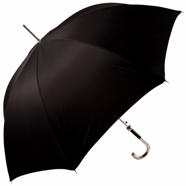 Luxury Gents Black Umbrella with Chrome Handle by Pasotti