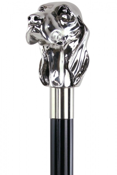 Silver Plated Fido Dogs Headed Collectors Cane by Pasotti