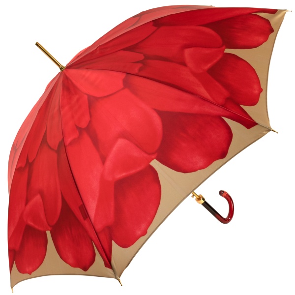 Dahlia Red Single Canopy - Luxury Ladies Automatic Umbrella by Pasotti