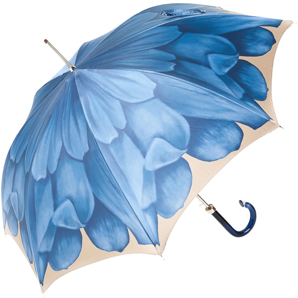 Dahlia Blue Single Canopy - Luxury Ladies Automatic Umbrella by Pasotti