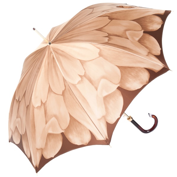 Dahlia Mocha Single Canopy - Luxury Ladies Automatic Umbrella by Pasotti