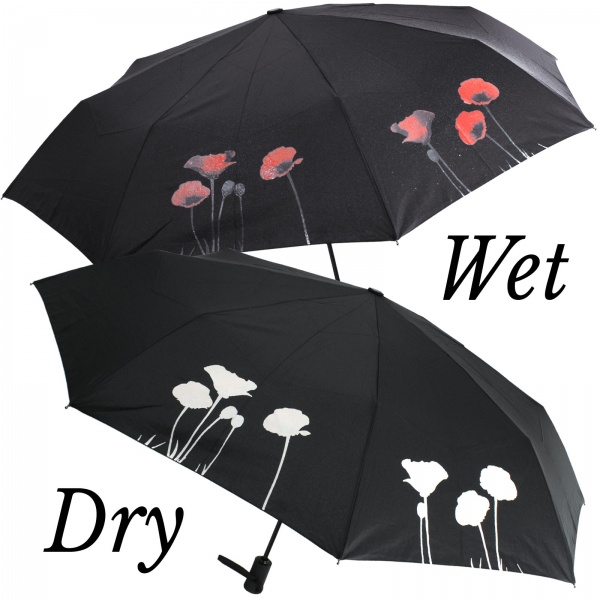 Colour Changing Poppy Auto O&C Folding Umbrella