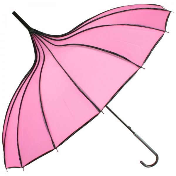 Boutique Ribbed Pagoda Umbrella by Soake - Pink