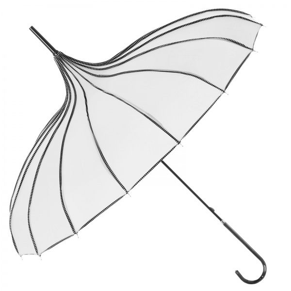 Boutique Ribbed Pagoda Umbrella by Soake - White