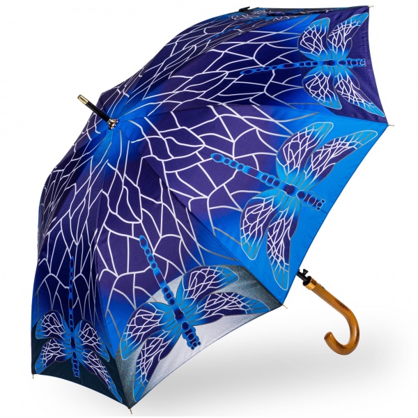 Stormking Classic Walking Length Umbrella - Nature Collection - Blue Stained Glass Dragonfly