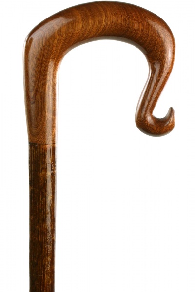 Handmade Sapele Shepherd's Crook on Hazel Shaft