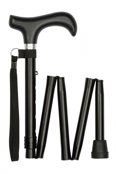 Shorter Folding Walking Stick - 5 Sections - Black