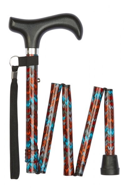 Shorter Folding Walking Stick - 5 Sections - Knitted Hearts