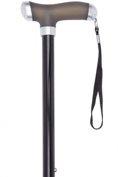 Silicone Gel Handle Black Adjustable Walking Stick