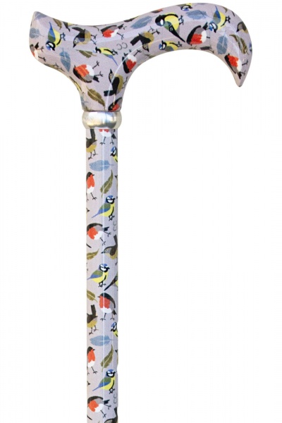 Classic Canes Derby Adjustable Walking Stick - British Songbirds