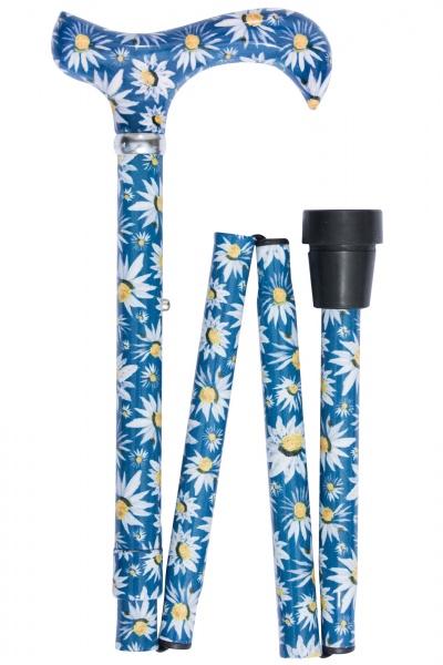 British Wildflowers Derby Folding Walking Stick - Daisies