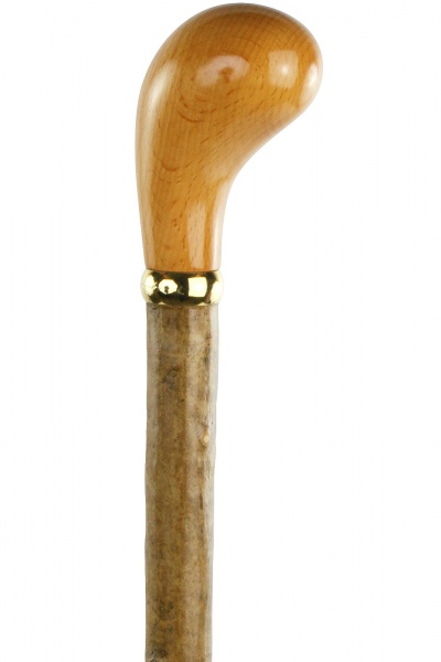 Ash Pistol Grip Cane with Natural Bark Finish