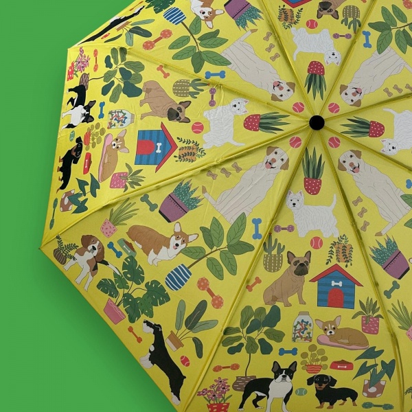 At Home with Dogs Auto O&C Folding Art Umbrella by Naked Decor