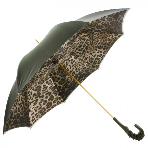 Olive Glamour Leopard Luxury Double Canopy Umbrella by Pasotti