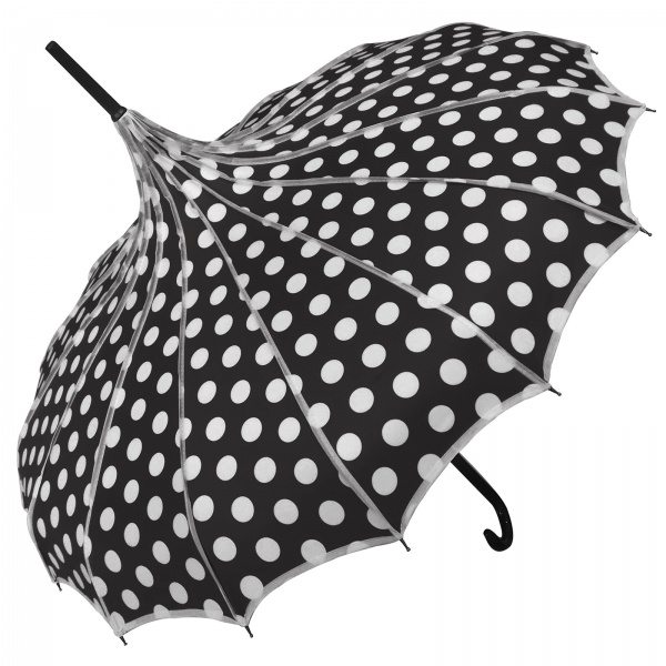 Ribbed Polka Dot UVP Pagoda by Soake - Black with White Dots