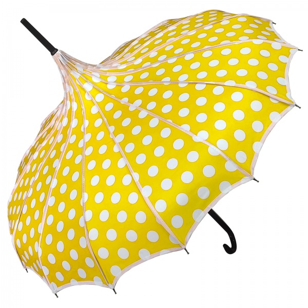 Ribbed Polka Dot UVP Pagoda by Soake - Yellow with White Dots